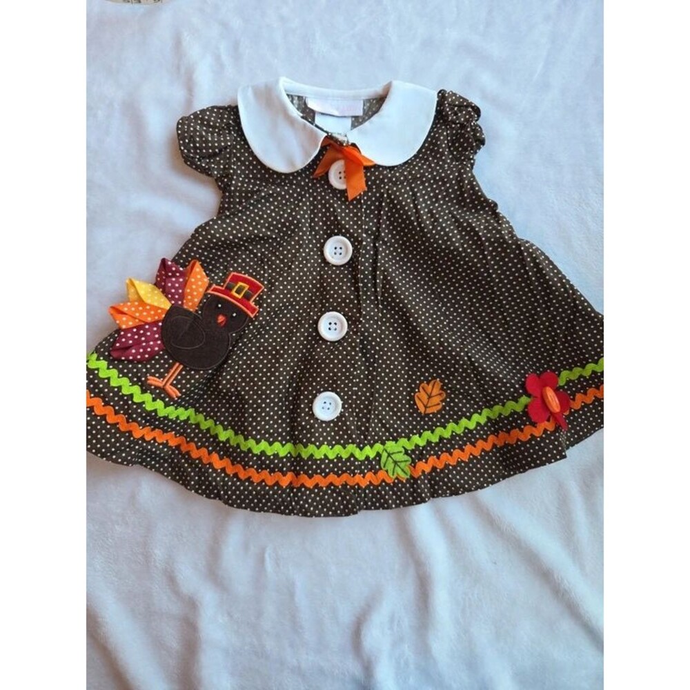 Bonnie Baby Thanksgiving Turkey Dress with bloomers outfit seasonal fall